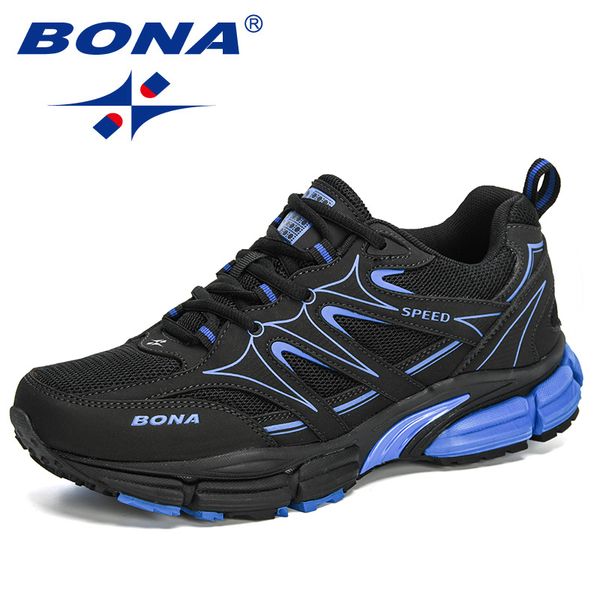 bona 2020 new designers action leather mesh running shoes men large size sneakers sport shoes man walking jogging footwear